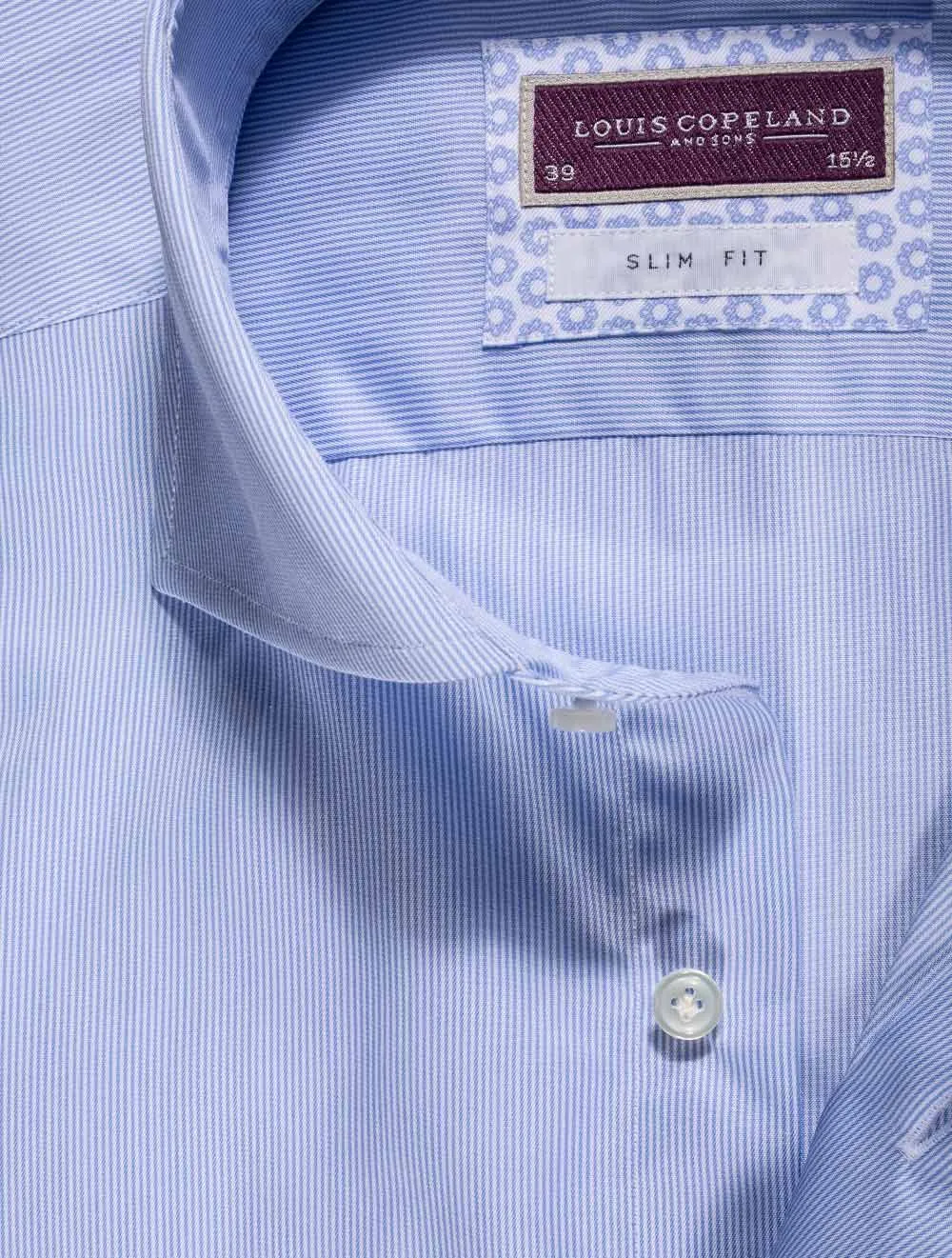 Erne Thomas Mason Blue Hairstripe Slim Fit Shirt Blue