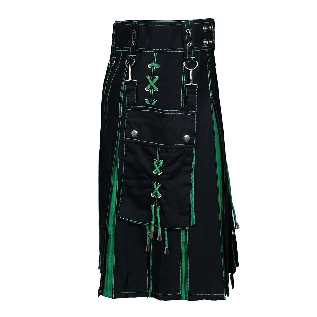 Fashion Utility Hybrid Kilt Green Pleated