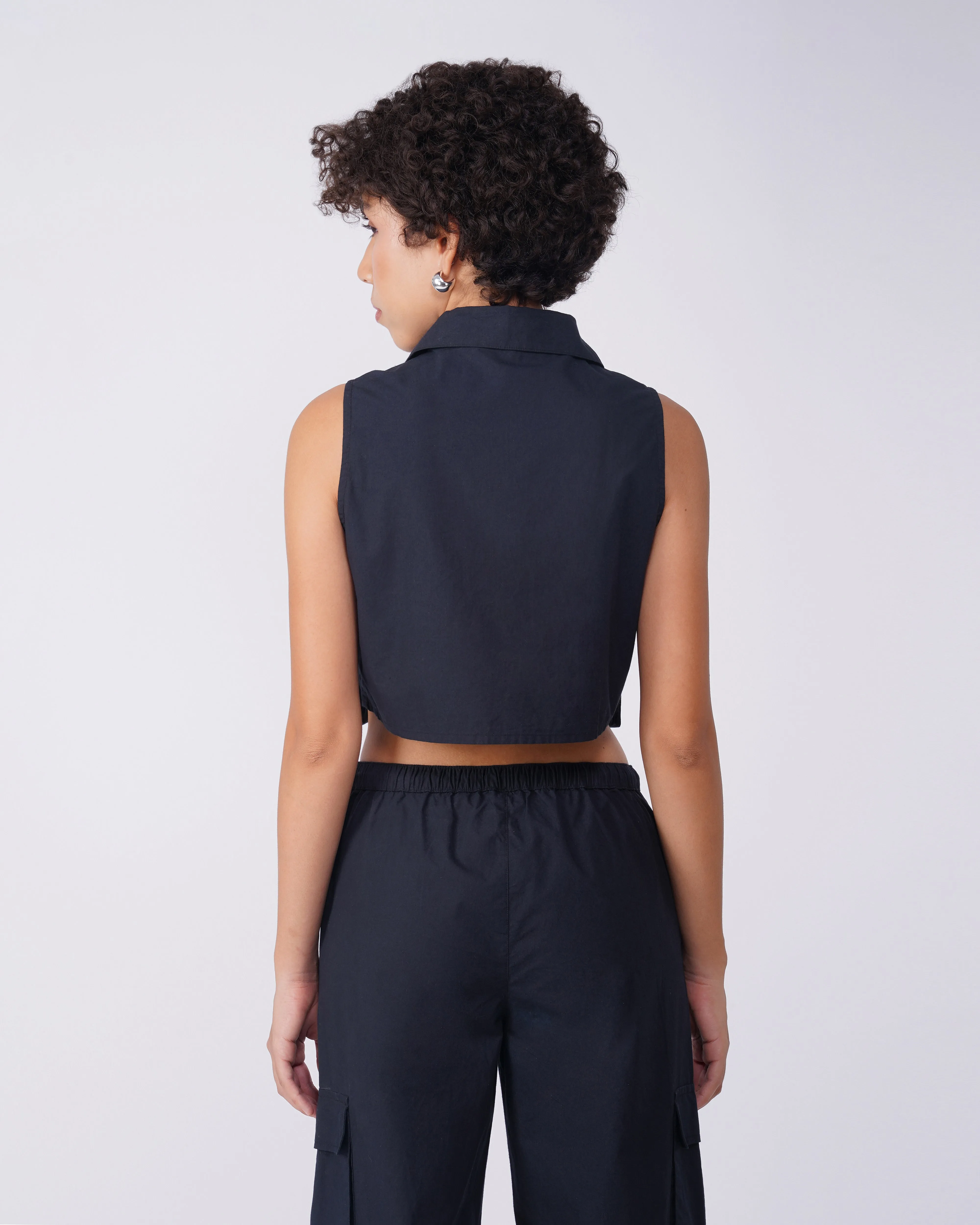 FLAP POCKET CO-ORD CROP SHIRT