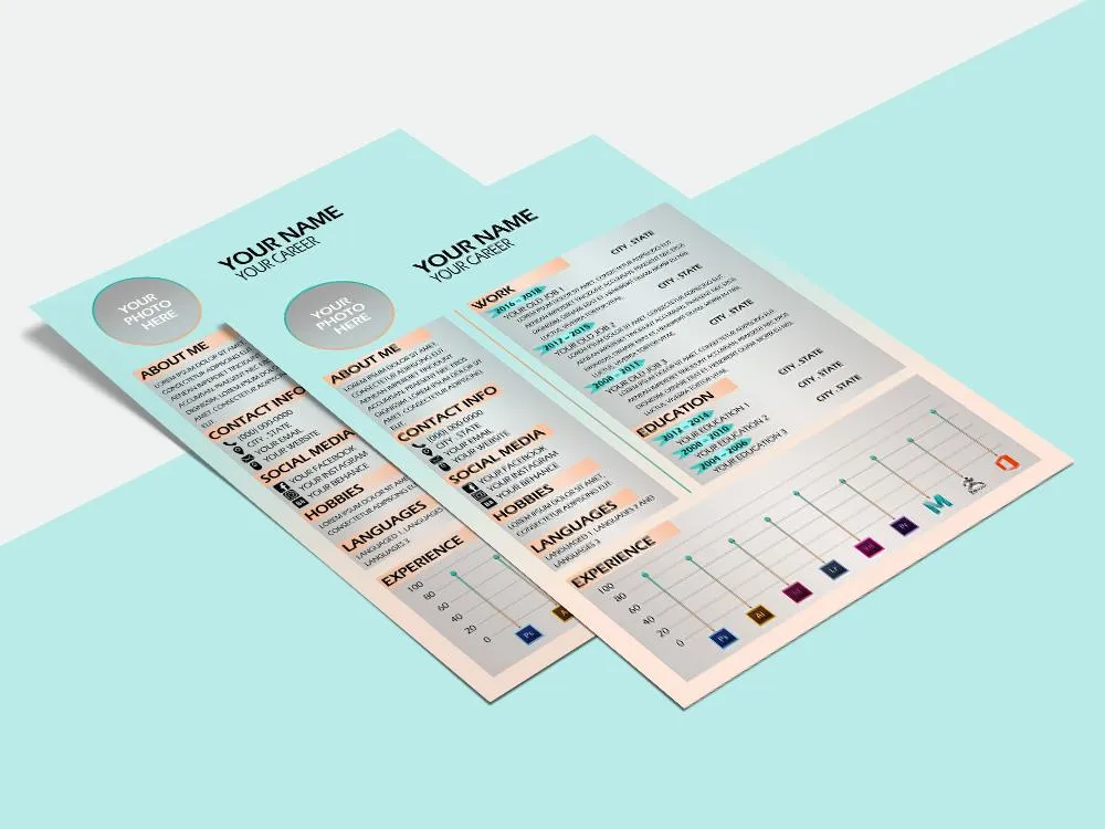 Free Neat CV Resume Template with Soft Colors Combination in Photoshop (PSD) Format