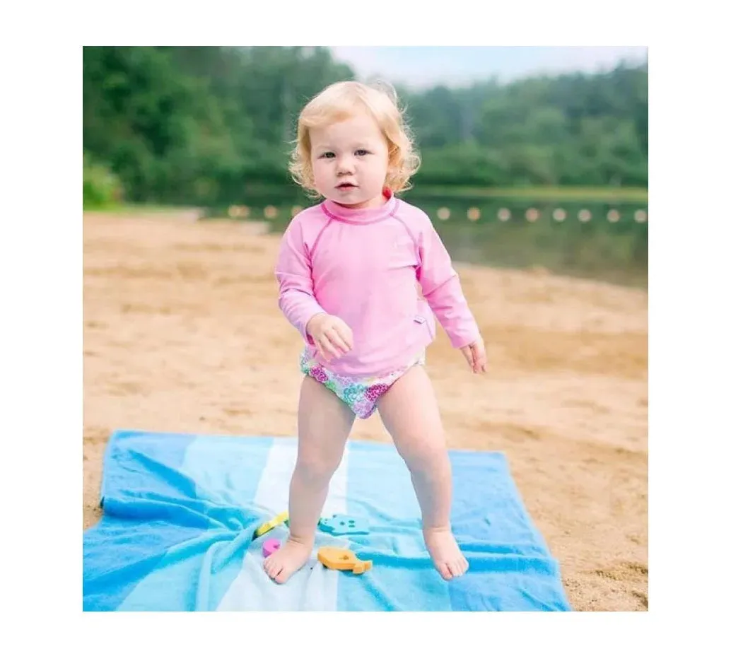 Green Sprouts Ruffle Snap Reusable Absorbent Swimsuit Diaper (White Zinnia-3T)