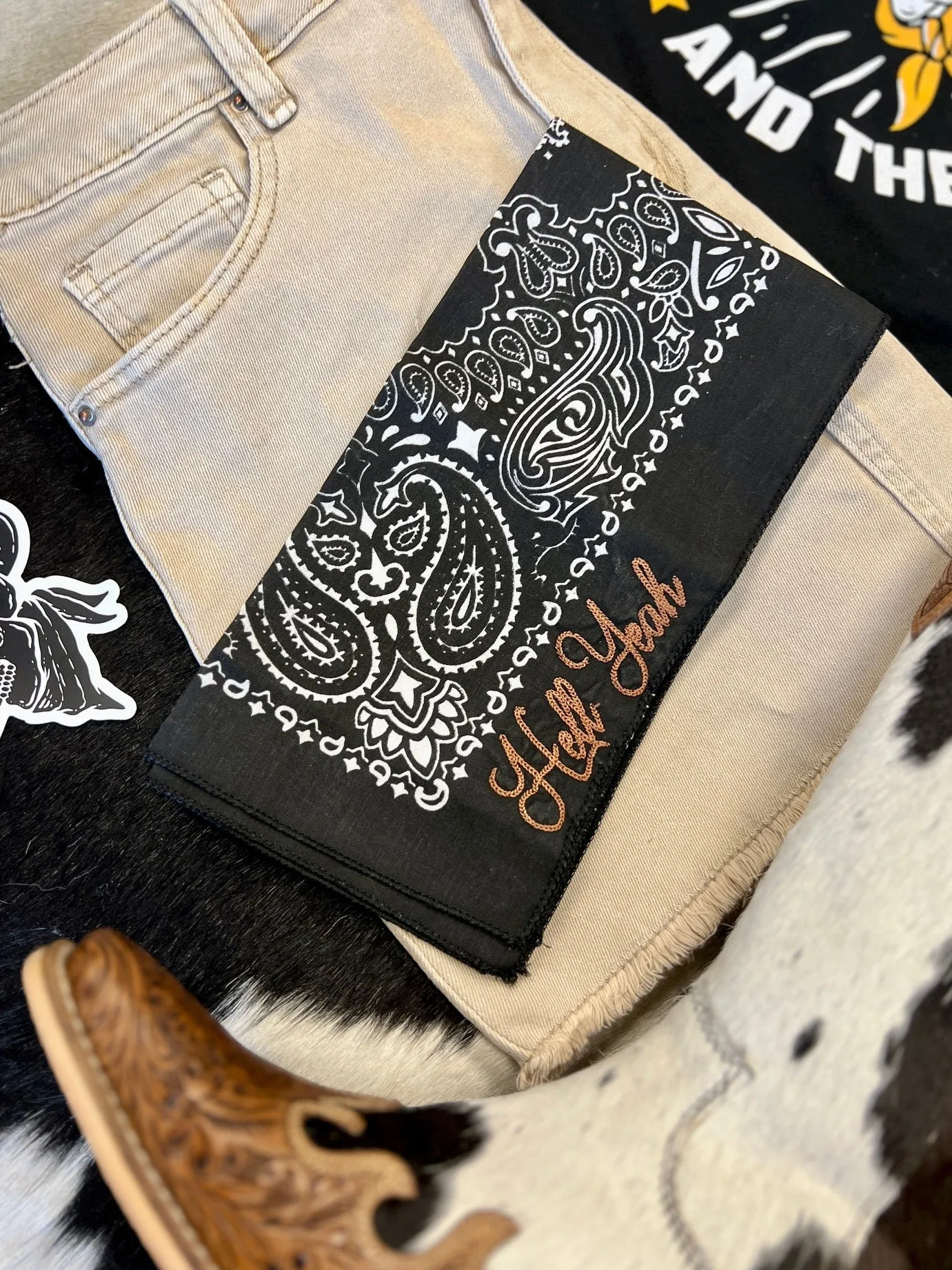 Hell Yeah Embroidered Bandana