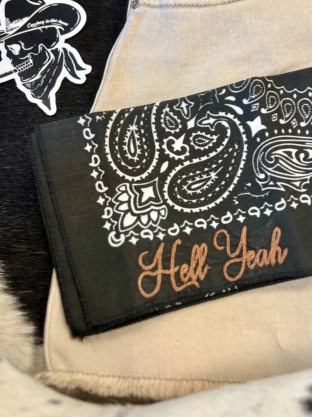 Hell Yeah Embroidered Bandana