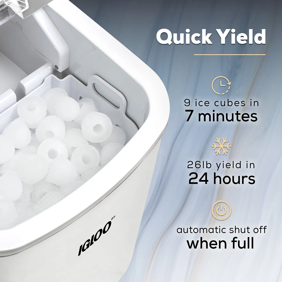 IGLOO® 26-Pound Automatic Self-Cleaning Portable Countertop Ice Maker Machine With Handle, White