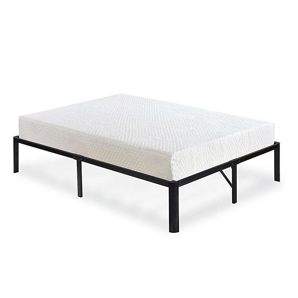 King size Heavy Duty Metal Platform Bed Frame with Round Corners in Black