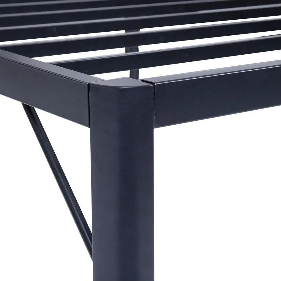 King size Heavy Duty Metal Platform Bed Frame with Round Corners in Black