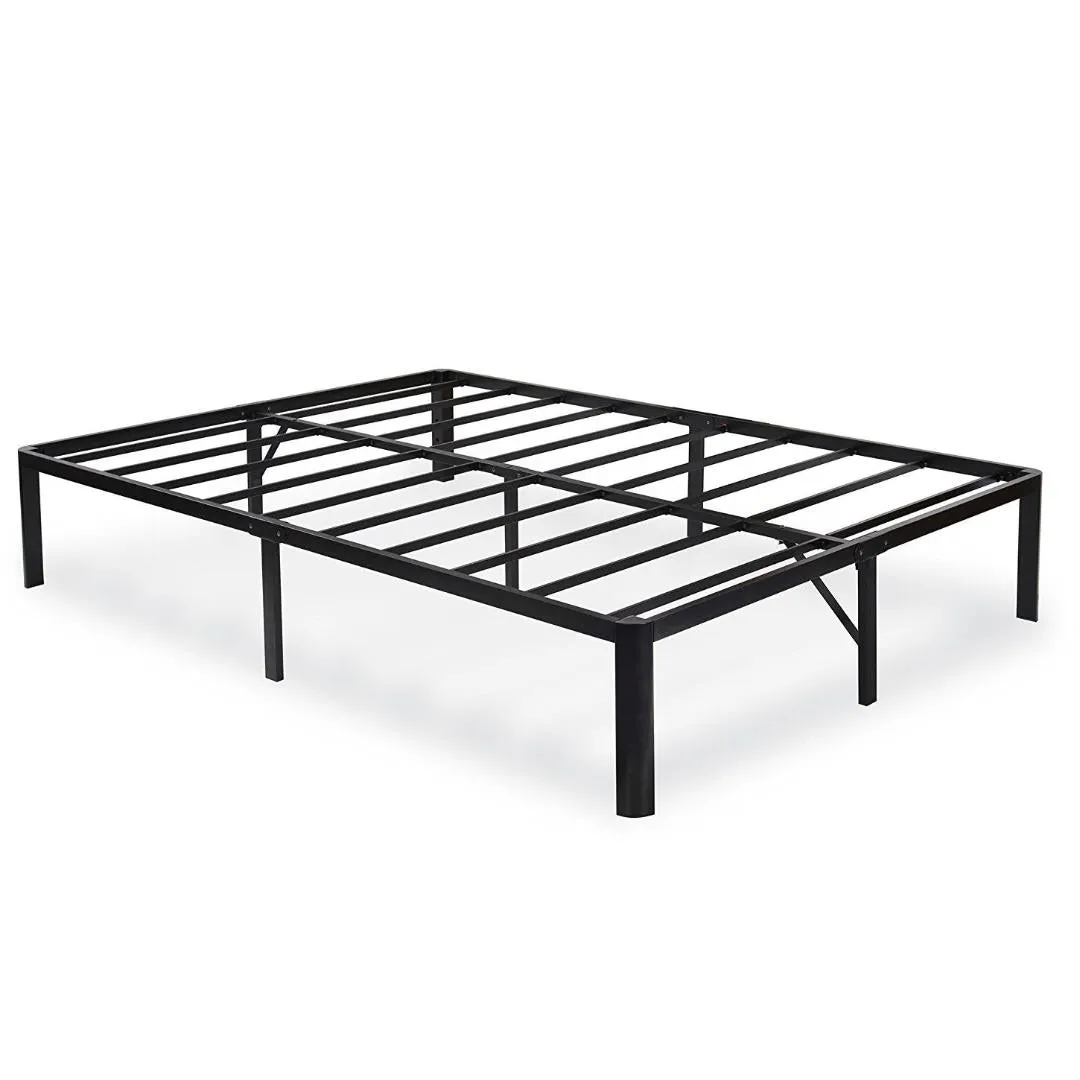 King size Heavy Duty Metal Platform Bed Frame with Round Corners in Black