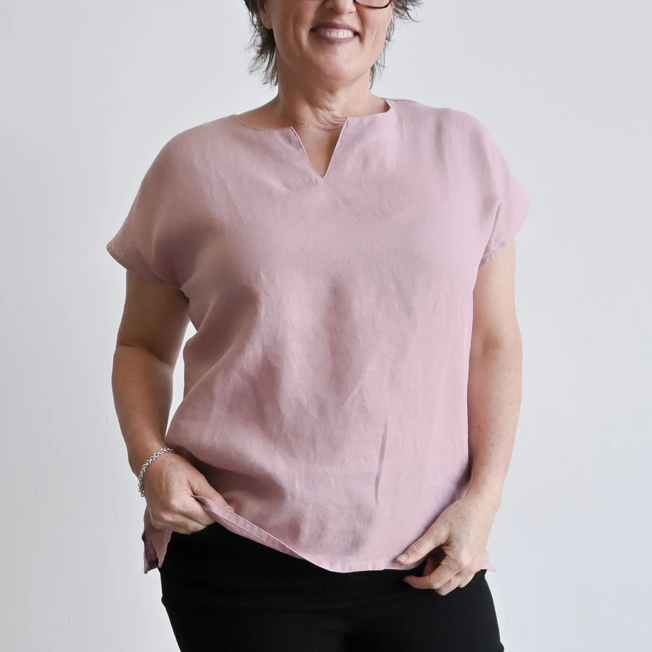 Kobomo Linen Sari Top - Heather Pink