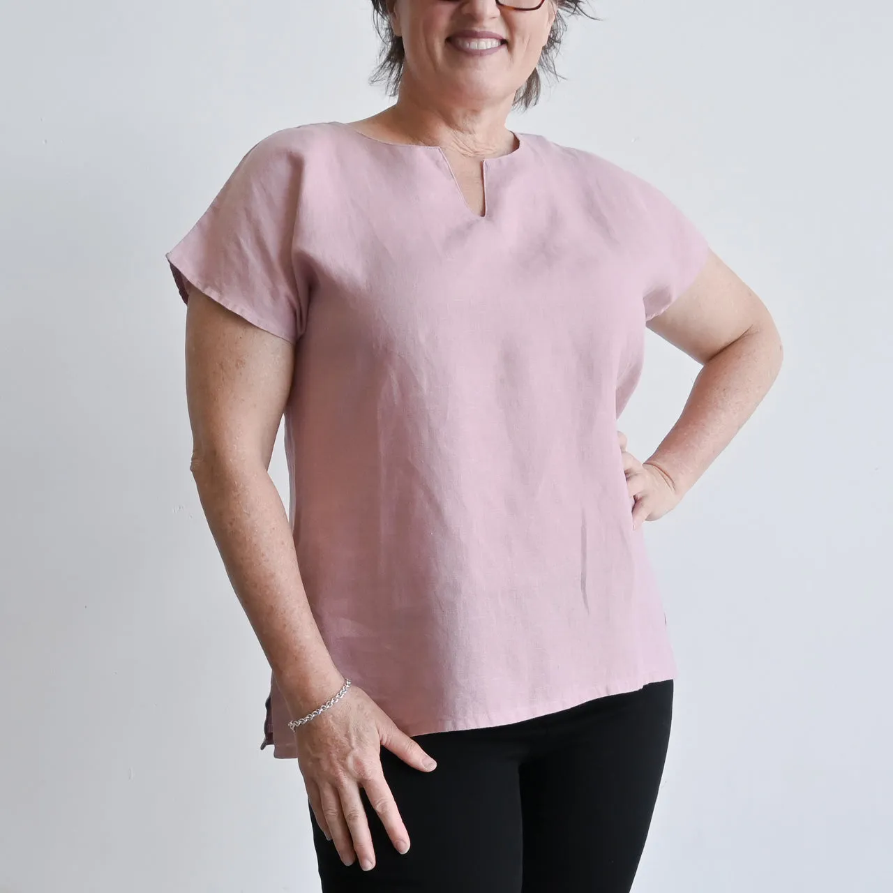 Kobomo Linen Sari Top - Heather Pink