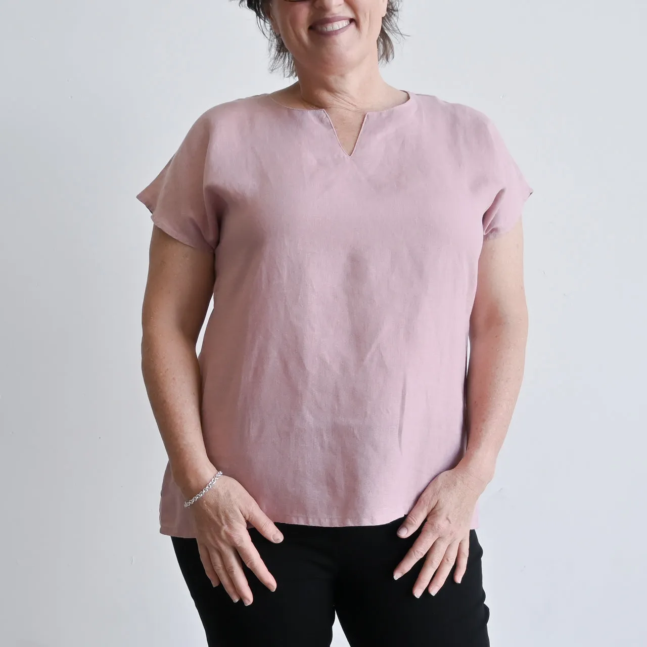 Kobomo Linen Sari Top - Heather Pink