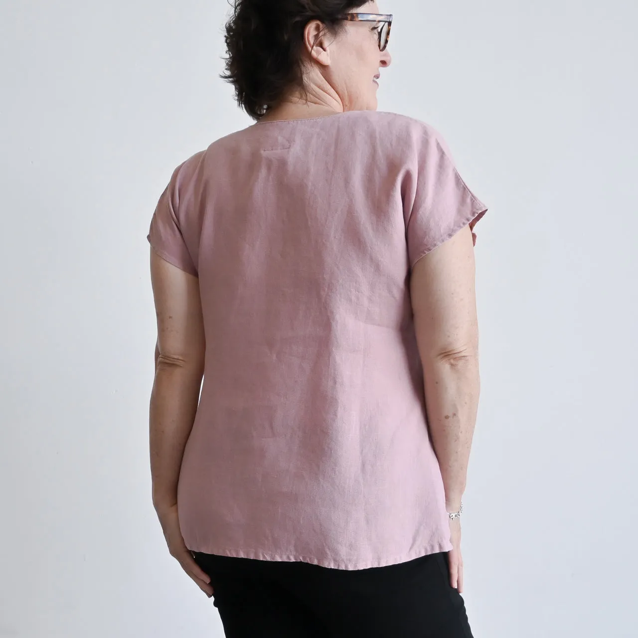 Kobomo Linen Sari Top - Heather Pink