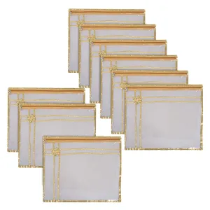 Kuber Industries Saree Cover | Clothes Storage Bag | Single Packing Saree with Zip Closure | Wardrobe Organizer | Cloth Stoarge Organizer | Bow Design with Golden Border | Pack of 9 | Transparent