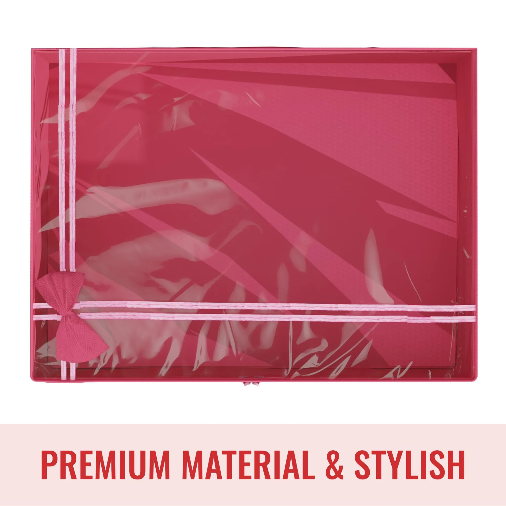 Kuber Industries Saree Cover | Clothes Storage Bag | Storage Organizer Bag | Zip Closure Saree Cover | Wardrobe Organizer | Bow-Design | 6 Inch | Pack of 3 | Pink