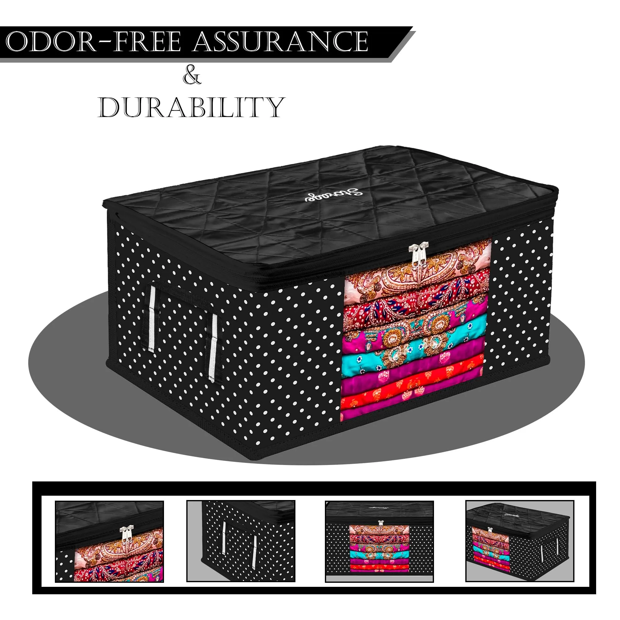 Kuber Industries Saree Cover | Zip Closure Saree Cover | Clothes Storage Bag | Wardrobe Organiser for Suit | Transparent Window Saree Cover | Bow Dot Border-Design | 9 inch | Pack of 3 | Maroon