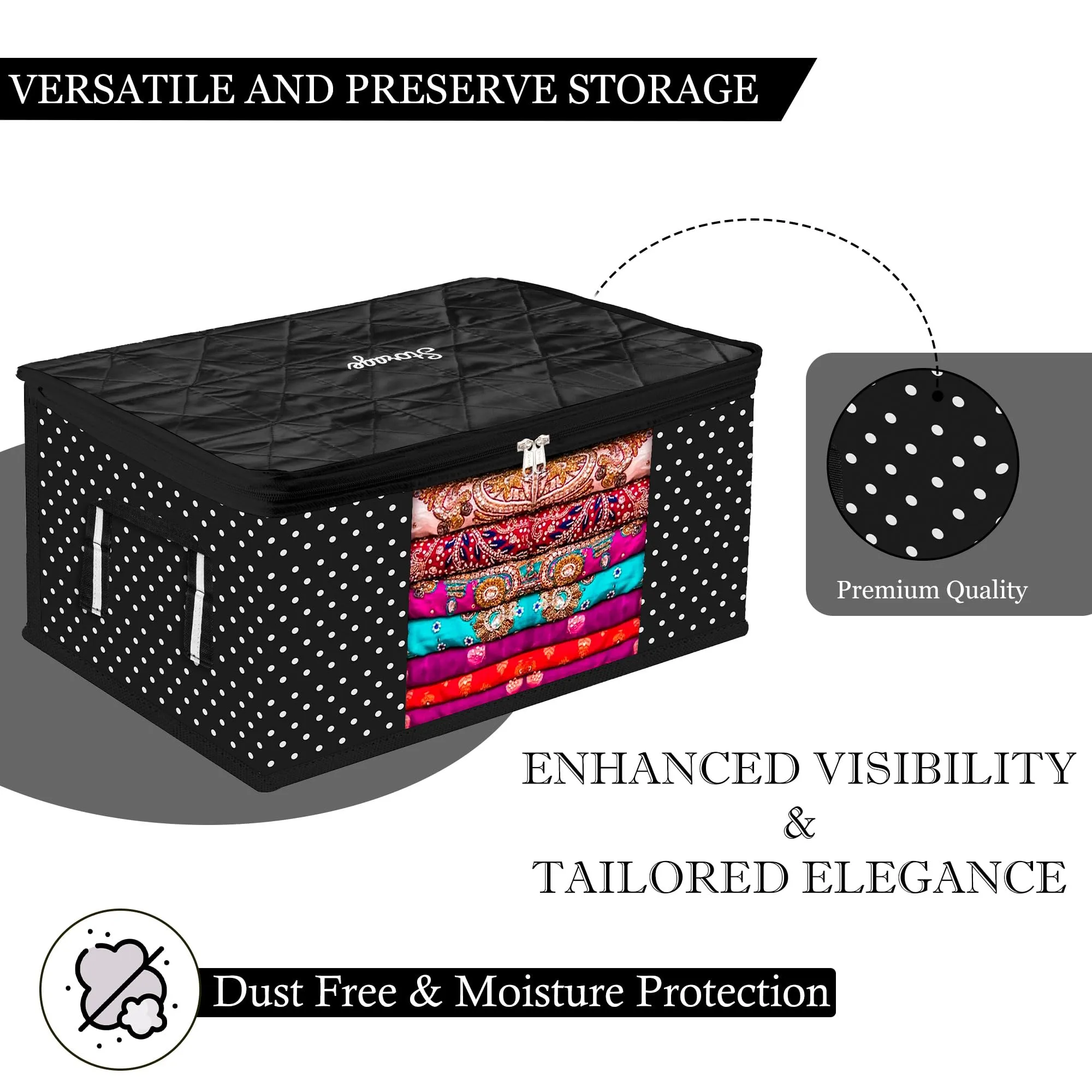 Kuber Industries Saree Cover | Zip Closure Saree Cover | Clothes Storage Bag | Wardrobe Organiser for Suit | Transparent Window Saree Cover | Bow Dot Border-Design | 9 inch | Pack of 3 | Maroon