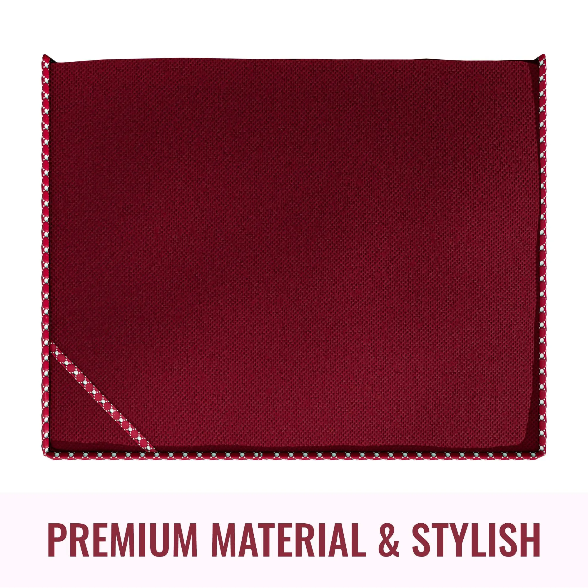 Kuber Industries Saree Cover | Zip Closure Saree Cover | Clothes Storage Bag | Wardrobe Organiser for Suit | Transparent Window Saree Cover | Dot Border-Design | 9 inch | Pack of 12 | Maroon