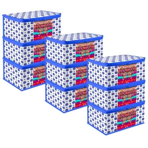 Kuber Industries Saree Cover | Zip Closure Saree Cover | Clothes Storage Bag | Wardrobe Organiser | Transparent Window Saree Cover | Dot-Design | 9 inch | Pack of 9 | Blue