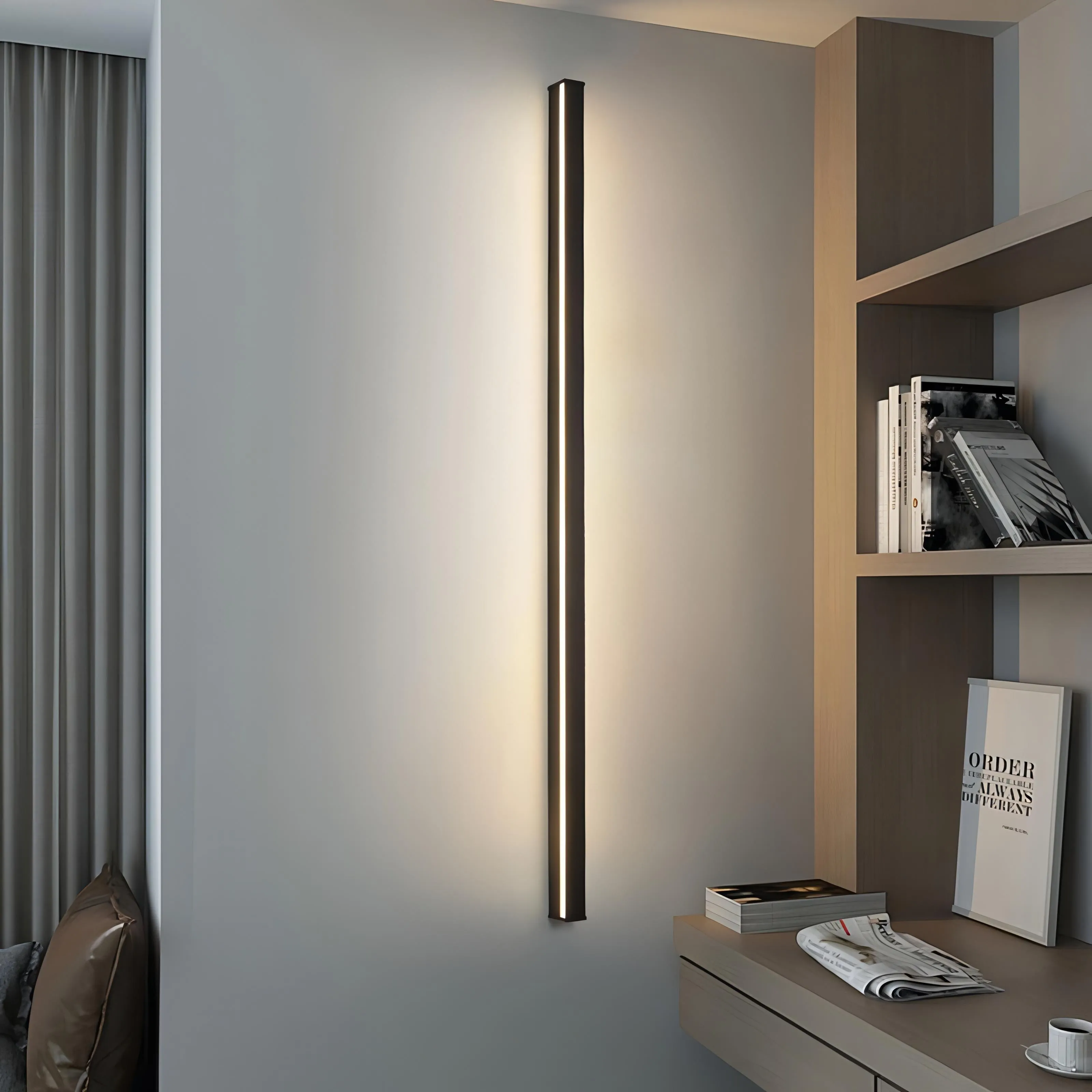 Langston - Modern Black Thin LED Wall Light Bar