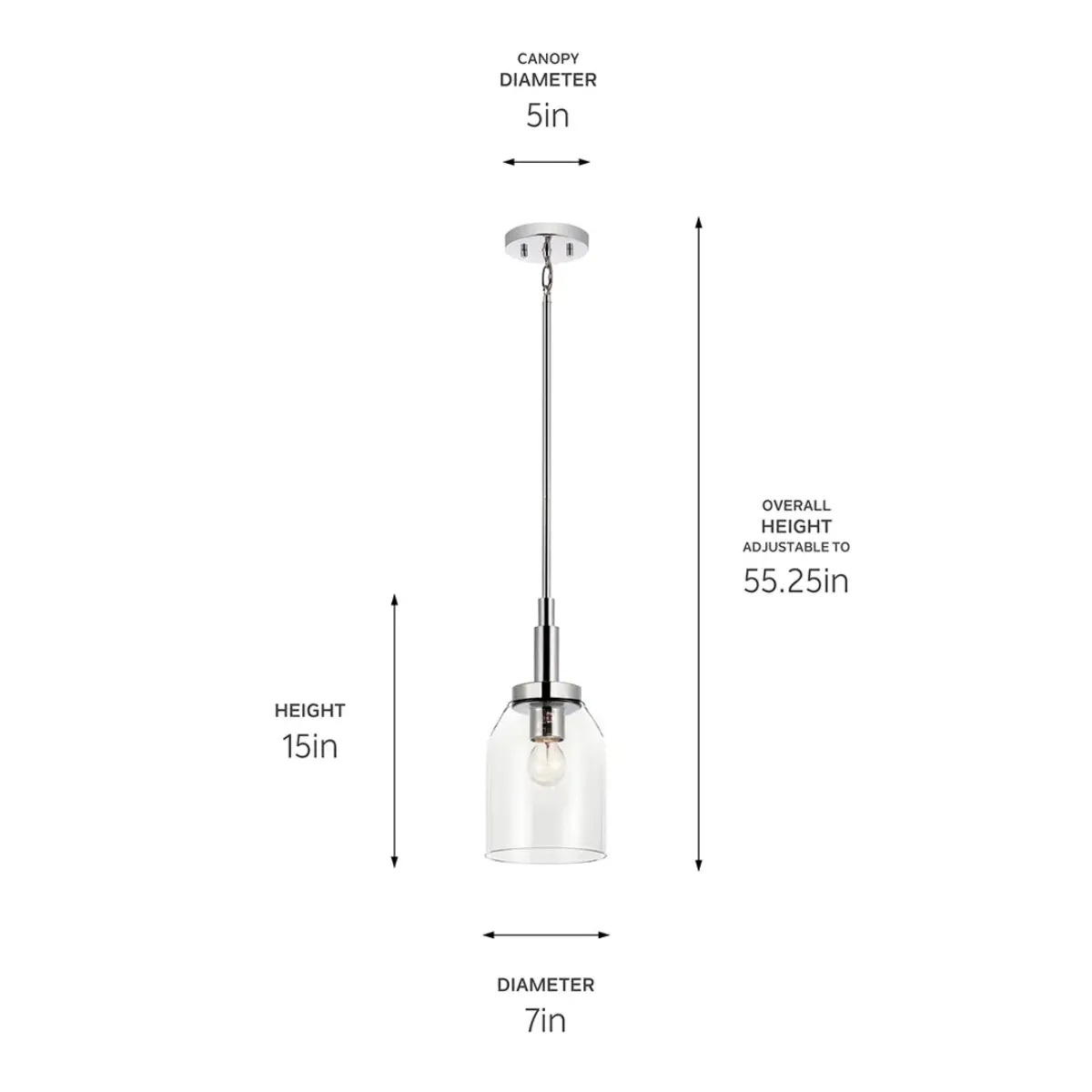 Madden 15" 1-Light Mini Pendant Light with Clear Glass, Chrome Finish