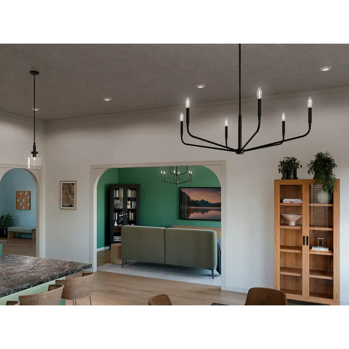 Madden 38" 6-Light Chandelier, Black Finish