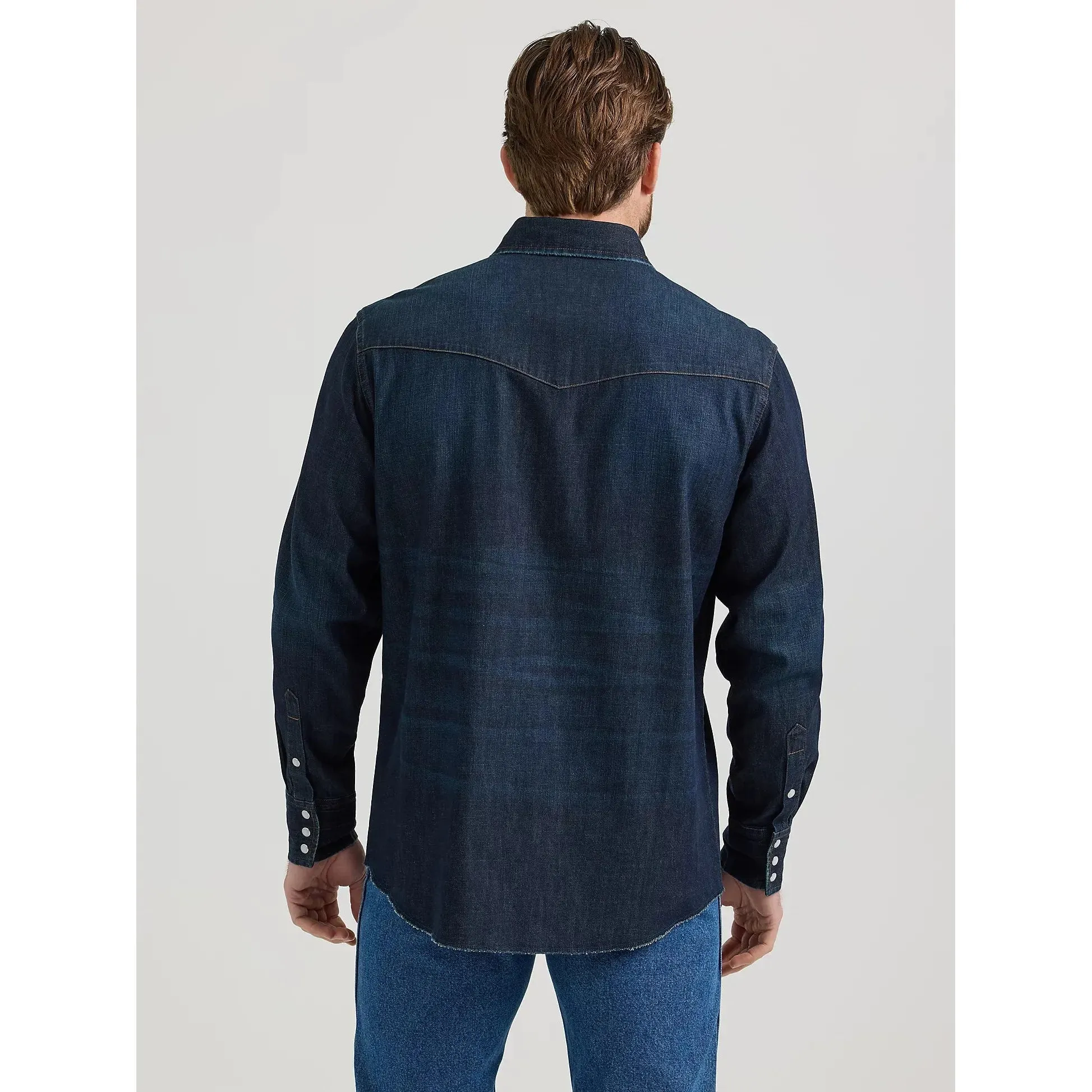 Men's Wrangler Vintage Inspired Western Snap Workshirt -  Dark Wash