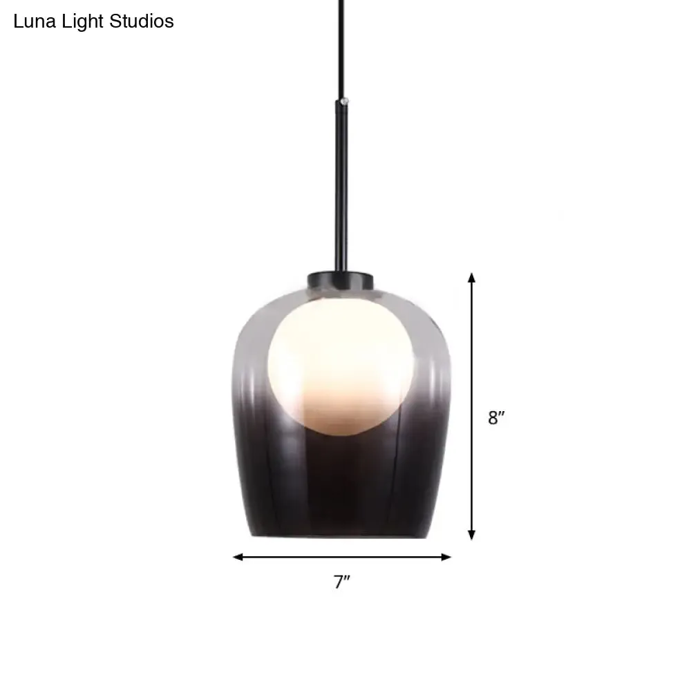 Minimalist Smoke Gray Glass Dome Pendant LED Suspension Lamp - Bedroom Lighting Fixture