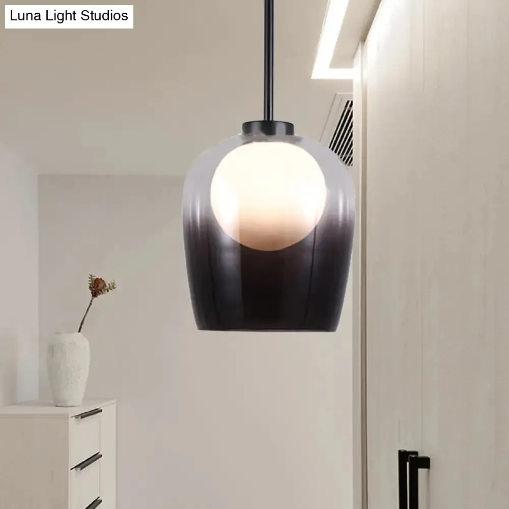 Minimalist Smoke Gray Glass Dome Pendant LED Suspension Lamp - Bedroom Lighting Fixture
