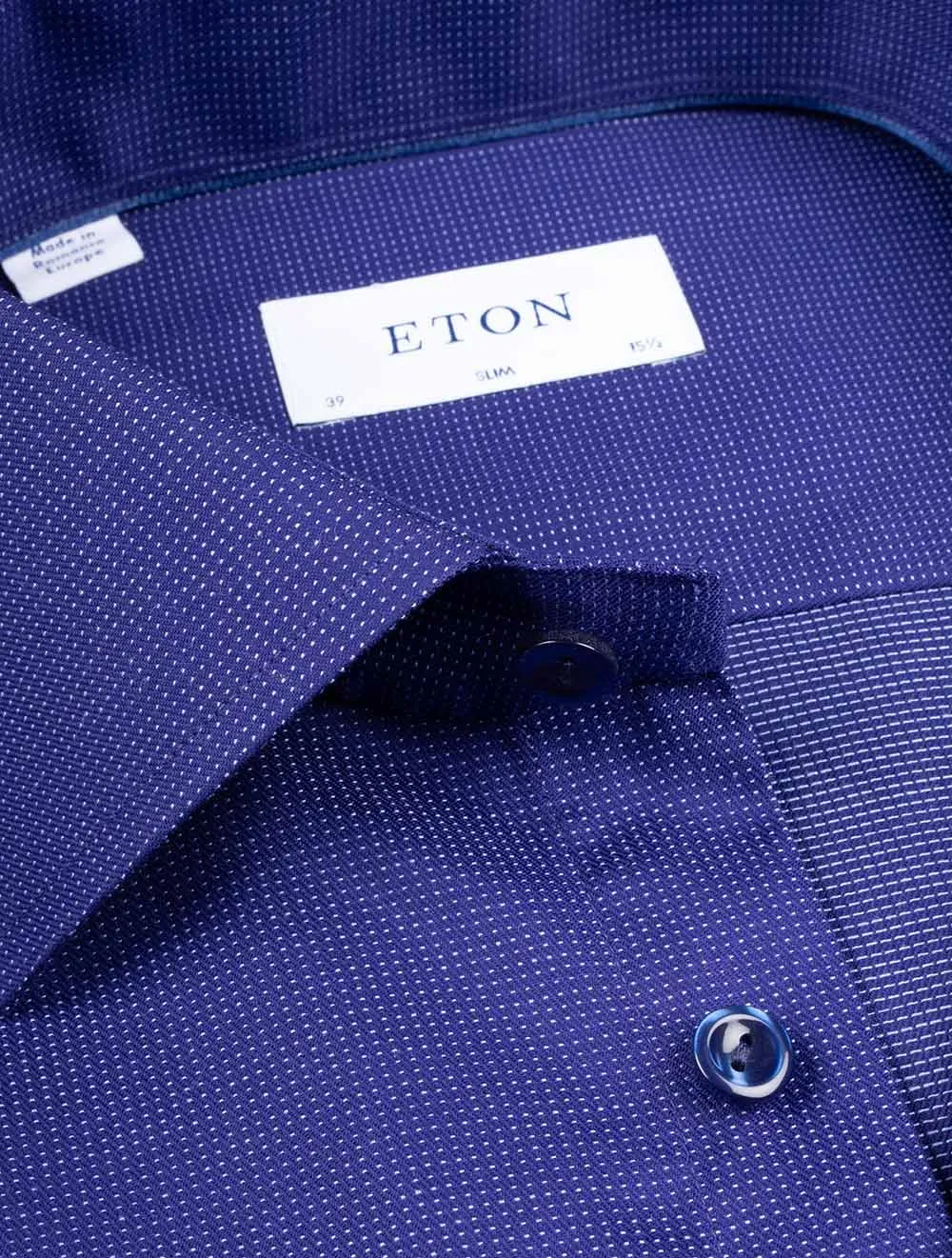 Navy Pin Dot Twill Slim Shirt