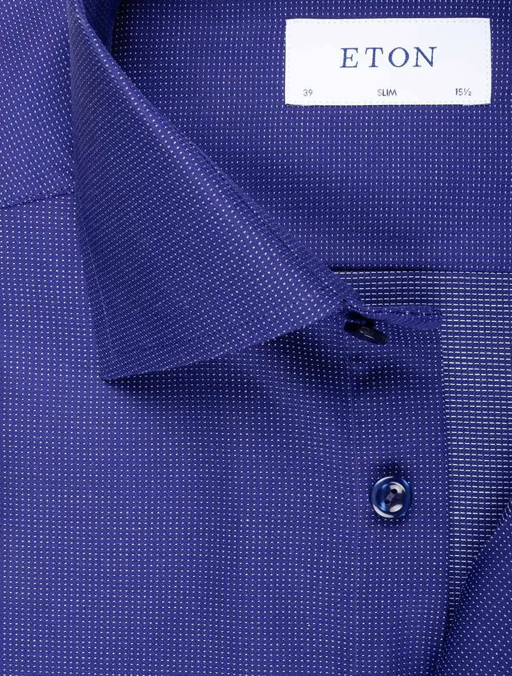 Navy Pin Dot Twill Slim Shirt
