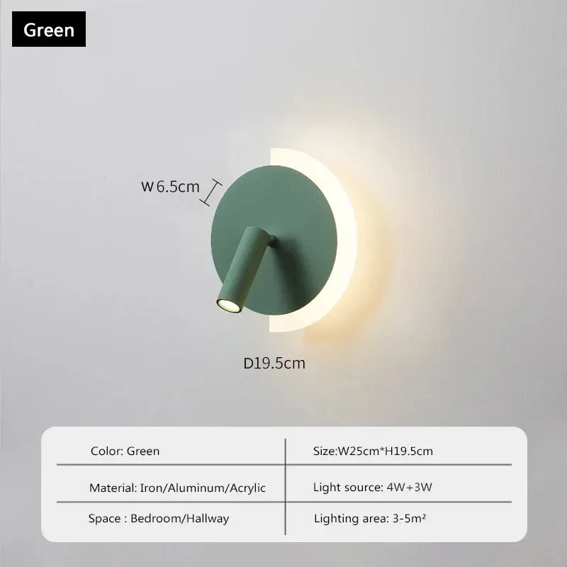 Noa - Modern Aluminium Wall Light With Switch Rotatable Spotlight