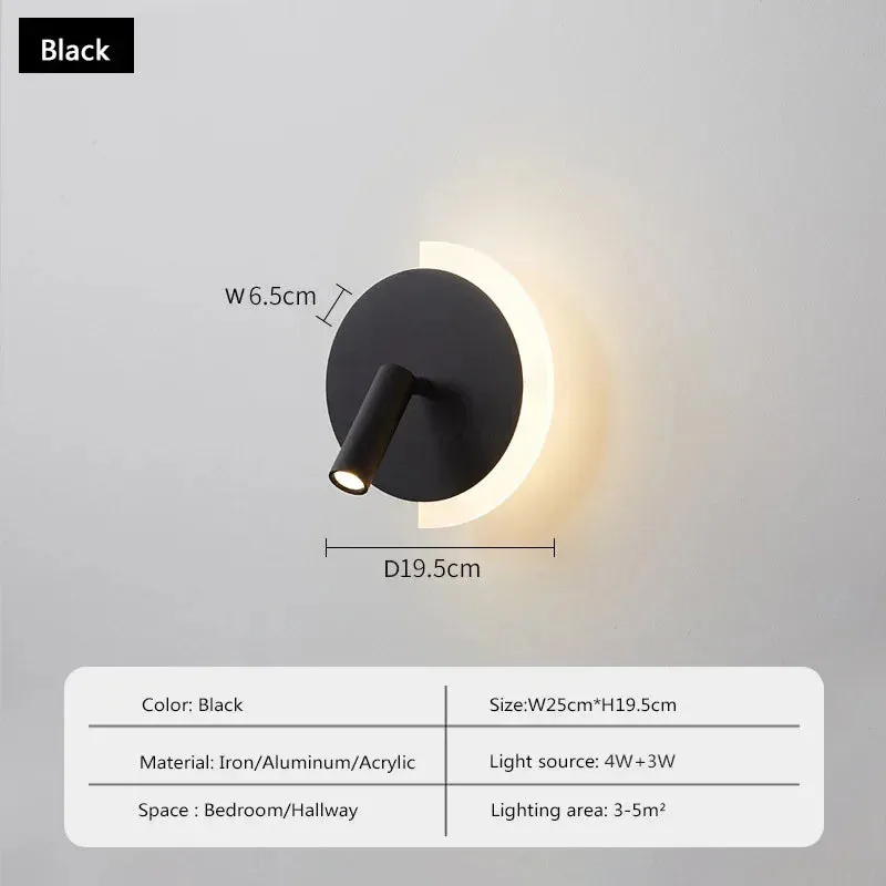 Noa - Modern Aluminium Wall Light With Switch Rotatable Spotlight