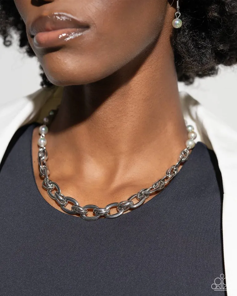 Paparazzi Necklace ~ Dual Daydream - Silver