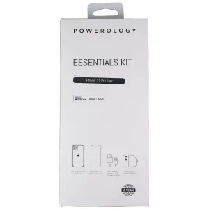 Powerology Essentials Kit w/ Case and Power for Apple iPhone 11 Pro Max - Clear