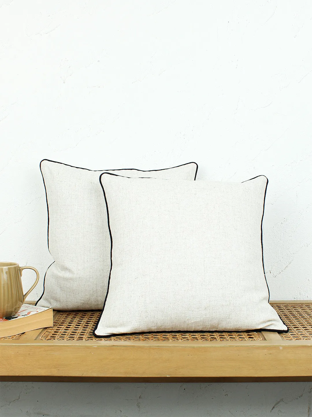 Safaid Set Of 2 Cushion Covers - (Ivory) - 40x40cm