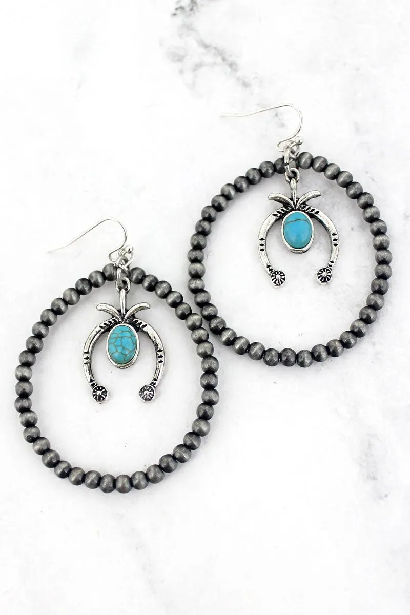 SALE! Naja Silver Navajo Inspired Pearl Hoop Earrings