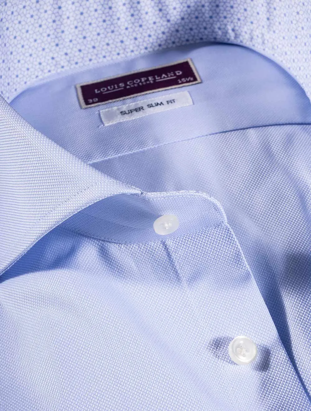 Shannon Thomas Mason Super Slim Fit Shirt With Inlay Blue