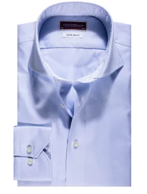 Shannon Thomas Mason Super Slim Fit Shirt With Inlay Blue