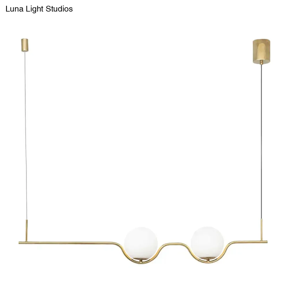 Sleek Metal Island Pendant - Elegant Glass Ceiling Light for Dining Table