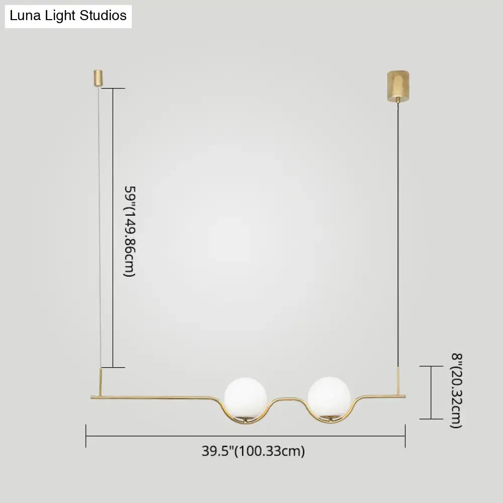 Sleek Metal Island Pendant - Elegant Glass Ceiling Light for Dining Table