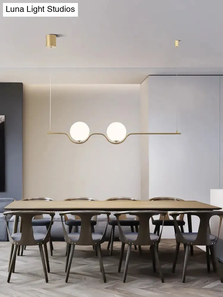 Sleek Metal Island Pendant - Elegant Glass Ceiling Light for Dining Table