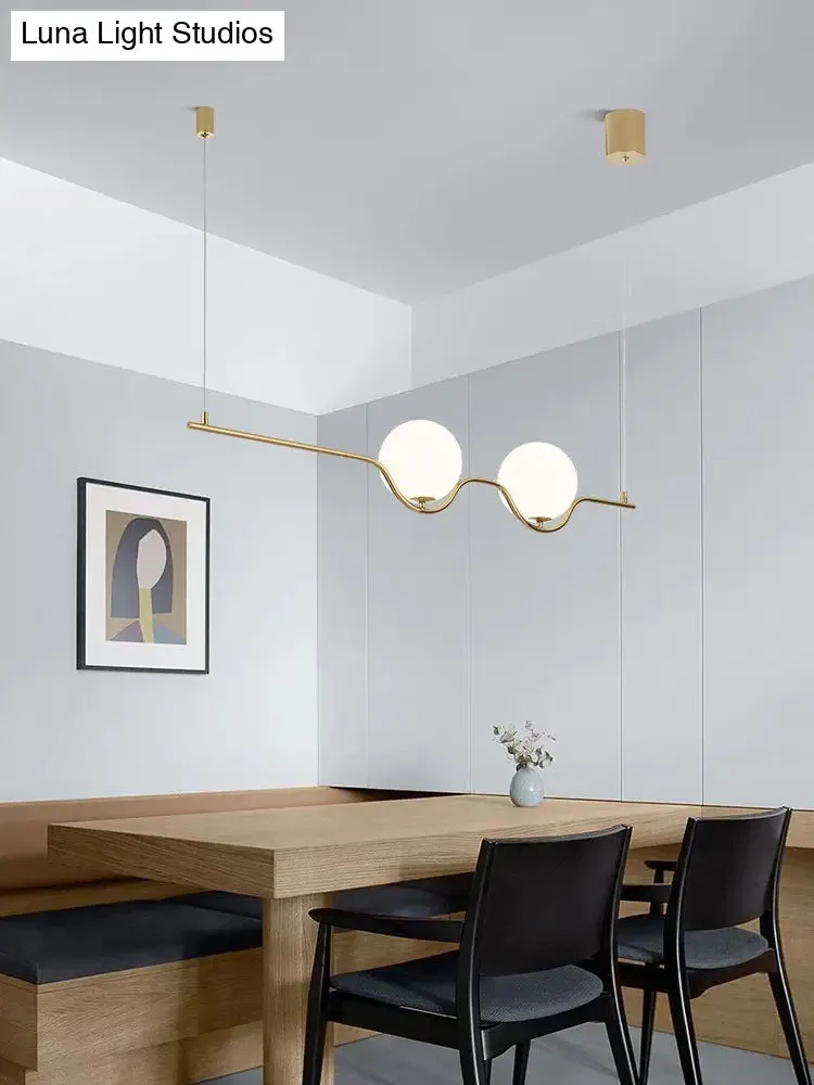 Sleek Metal Island Pendant - Elegant Glass Ceiling Light for Dining Table