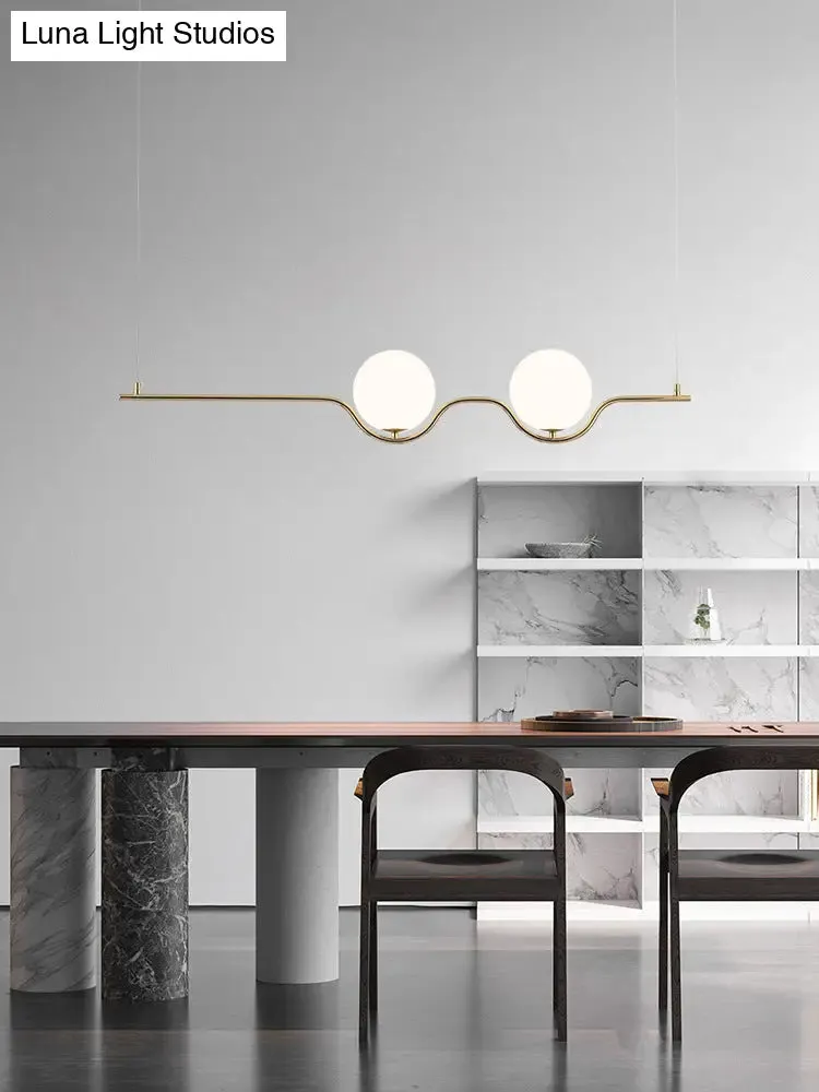 Sleek Metal Island Pendant - Elegant Glass Ceiling Light for Dining Table