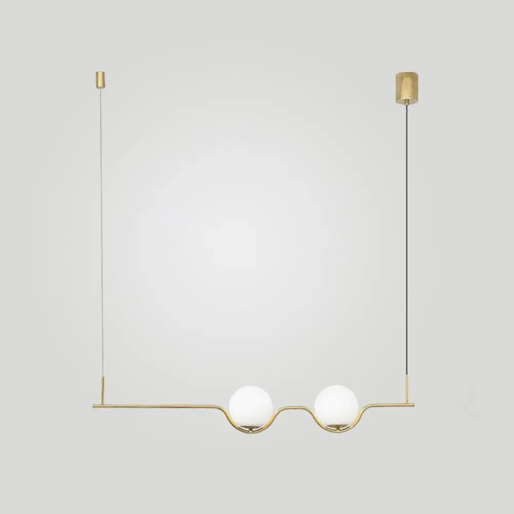 Sleek Metal Island Pendant - Elegant Glass Ceiling Light for Dining Table
