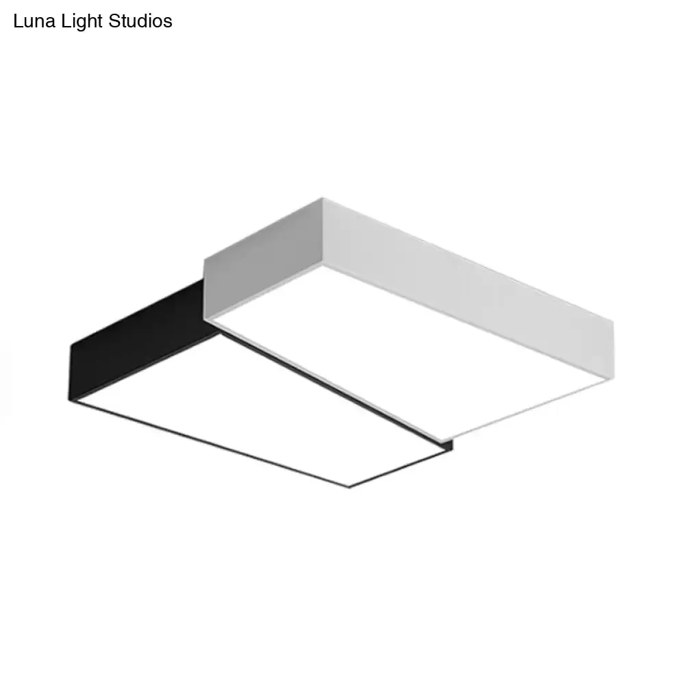 Sleek Square Flush Mount LED Ceiling Light in Black & White, Warm/White