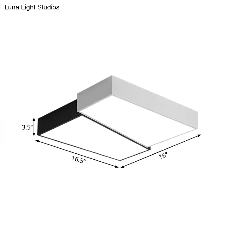 Sleek Square Flush Mount LED Ceiling Light in Black & White, Warm/White