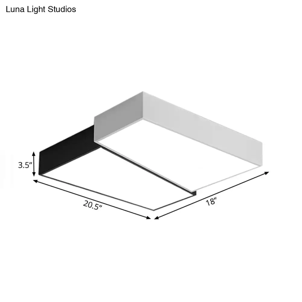 Sleek Square Flush Mount LED Ceiling Light in Black & White, Warm/White