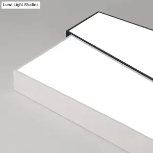Sleek Square Flush Mount LED Ceiling Light in Black & White, Warm/White