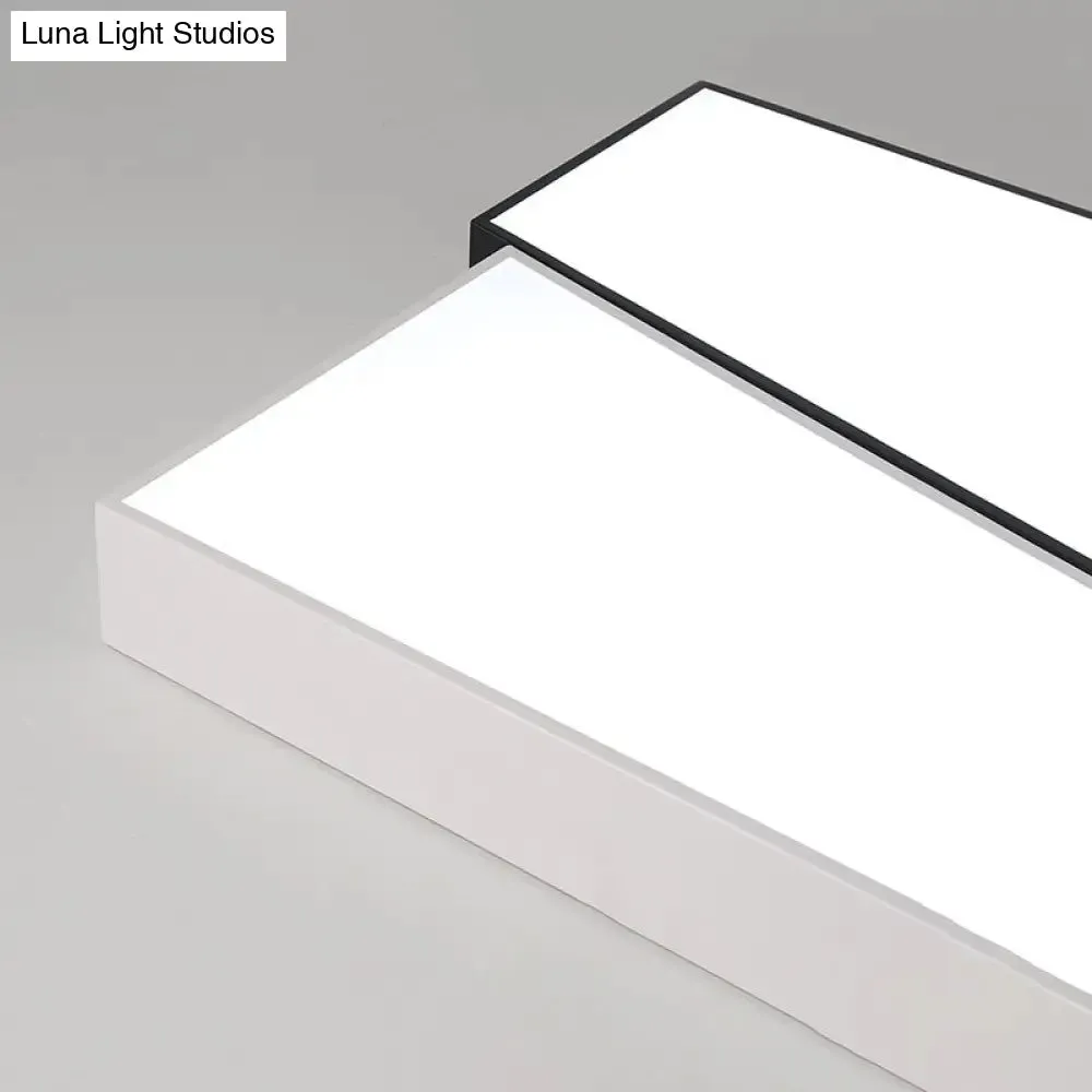 Sleek Square Flush Mount LED Ceiling Light in Black & White, Warm/White