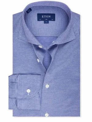 Slim Houndstooth Shirt Navy