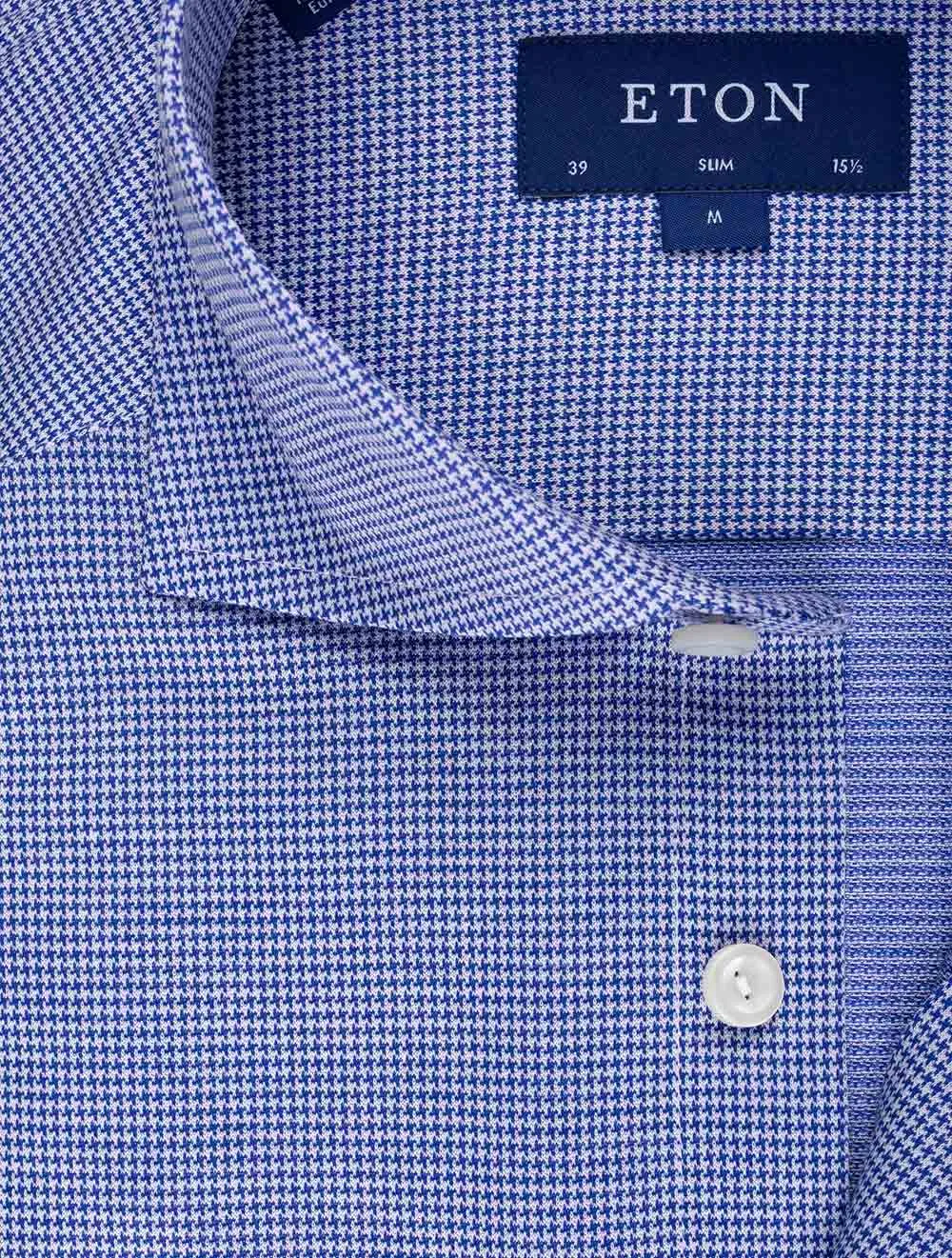 Slim Houndstooth Shirt Navy